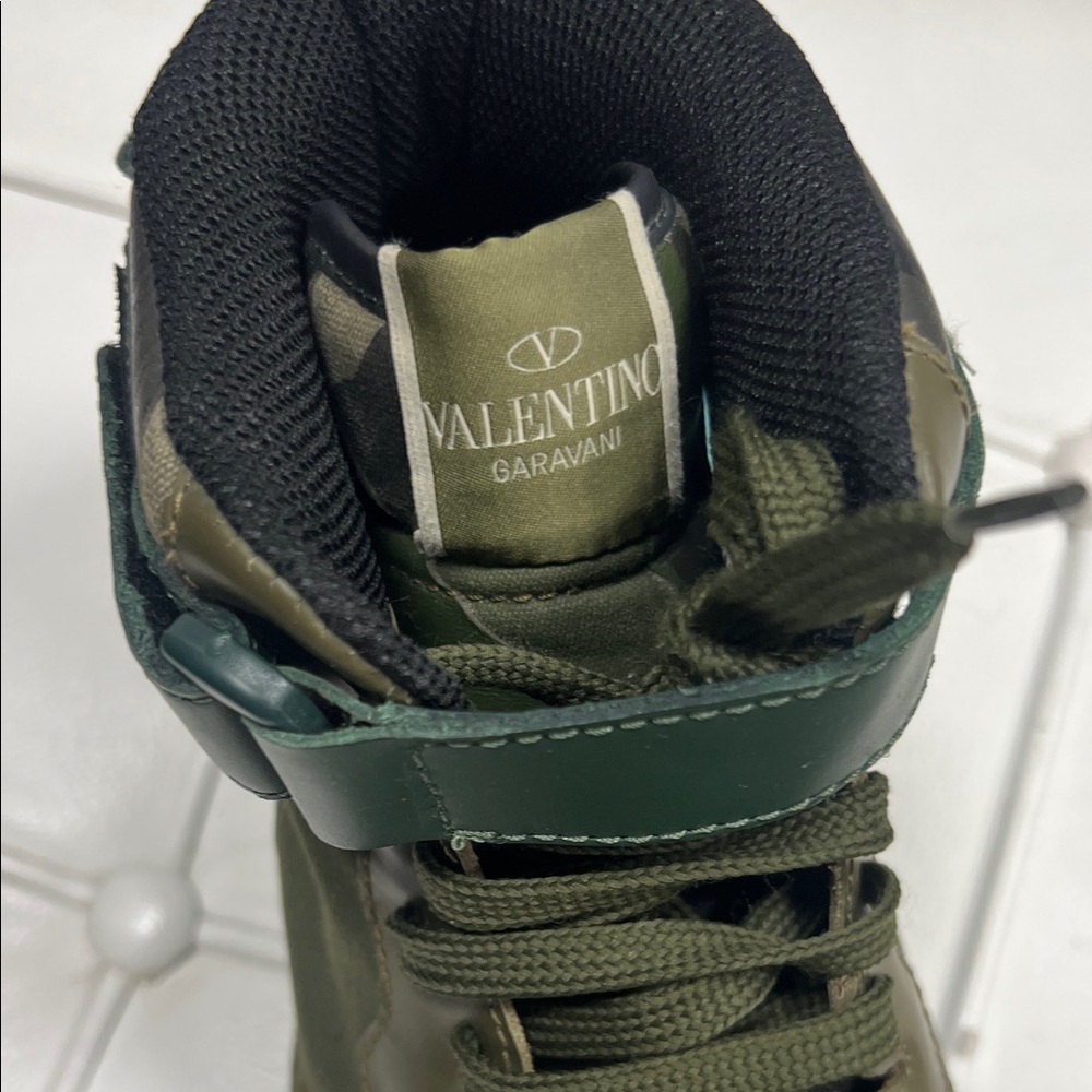 Valentino Men's Olive Camouflage High-Top Sneakers - Picture 2 of 8